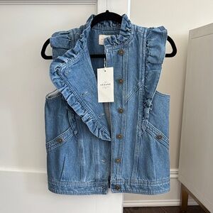 NWT Sezane Faye Denim Vest, Size XS.